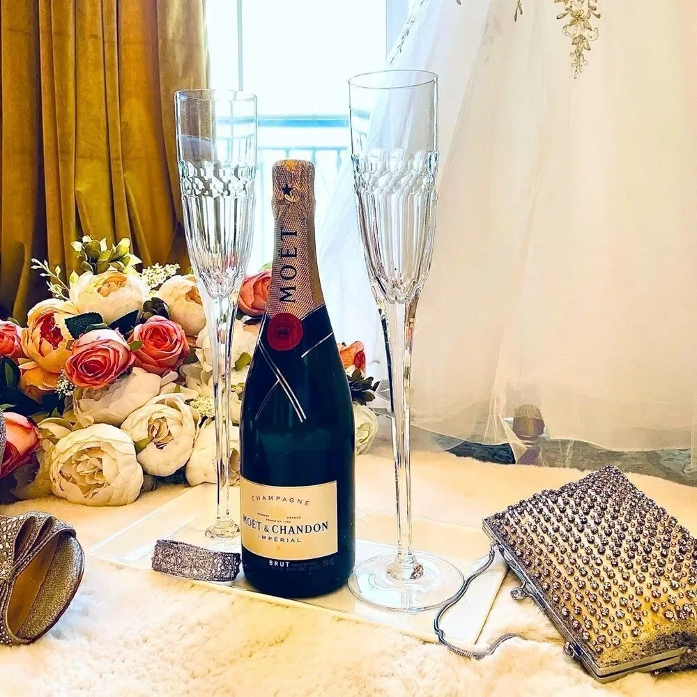 ♥️ TALL Mid Century Champagne flutes, oversized tall wedding glasses PRICE FIRM.